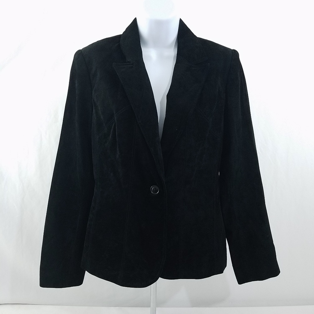I.E. Small Black Soft Suede Leather Blazer